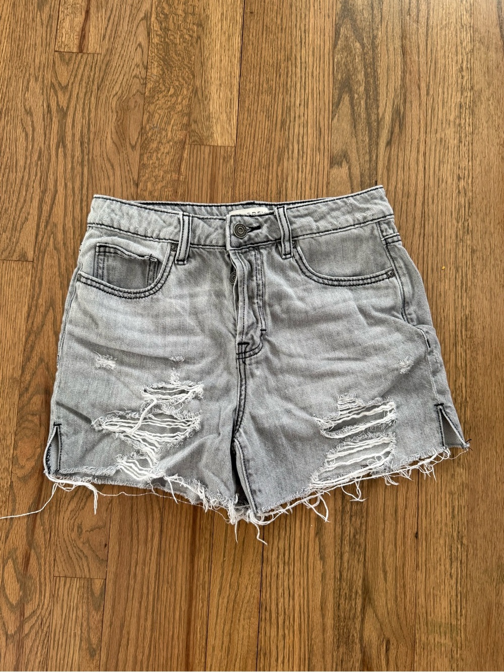 HIDDEN Distressed Grey Jean Shorts